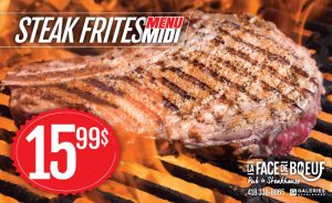 Un steak frites à bas prix en menu midi de semaine à La face de boeuf!