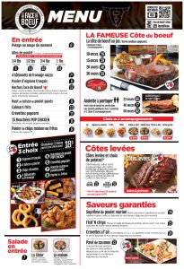 Menu La face de boeuf
